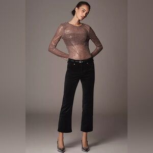 NWT new 30 Anthropologie pilcro solid velvet moto cropped pants black short